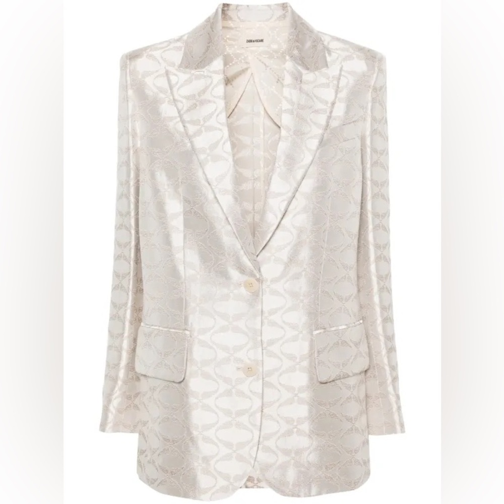 Zadig&Voltaire White Silver Wings Jacquard Blazer, NWT, $748MSRP